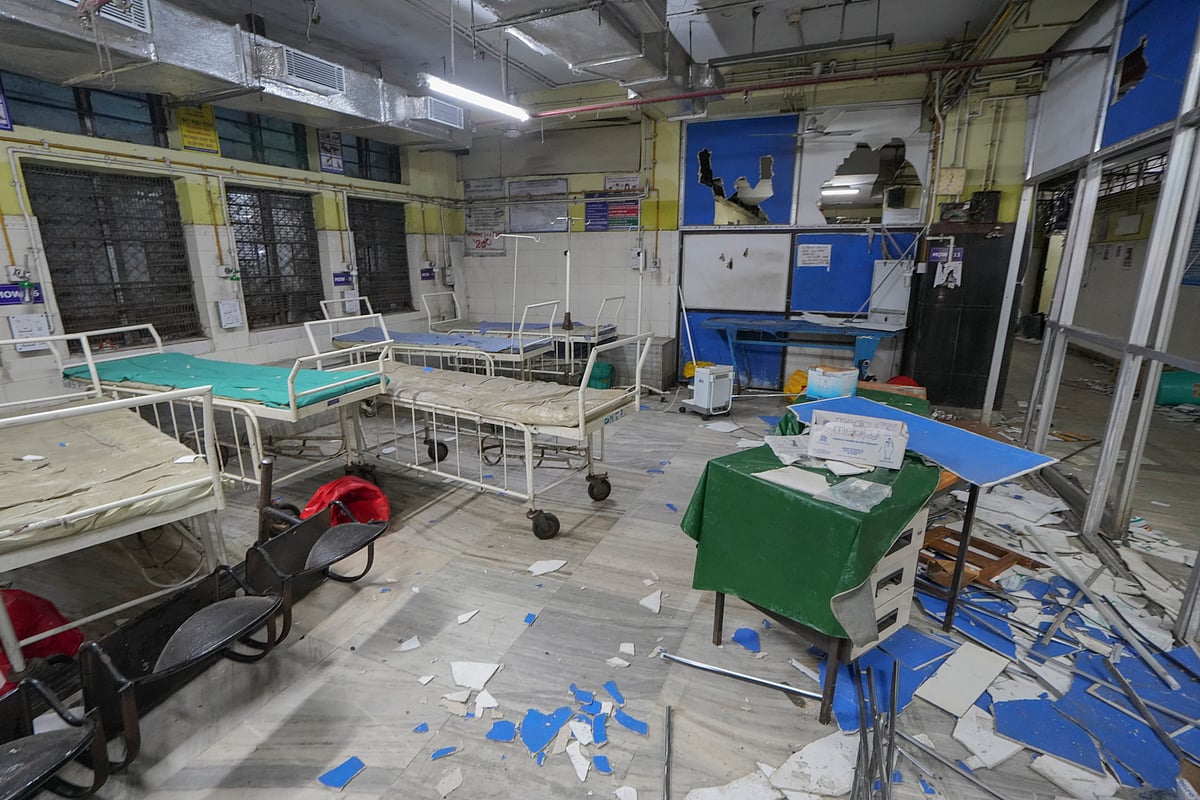 A vandalised section at the RG Kar Medical College and Hospital |  - PTI